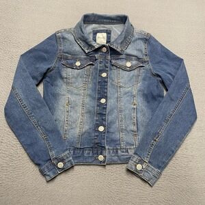 Mudd Jacket Girls 14‎ Blue Denim Jean Trucker Button Front Casual Stretch